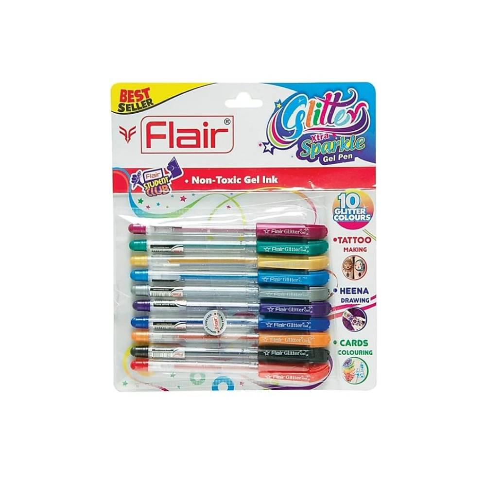 Flair Glitter Xtra Sparkle Gel Pen, Pack of 10
