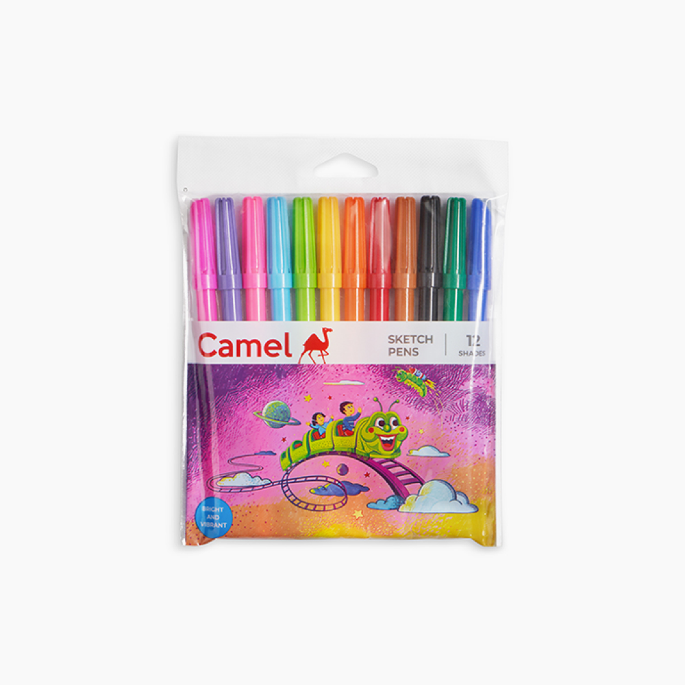 Camel Sketch Pens Assorted pack of 12 shades, Full size