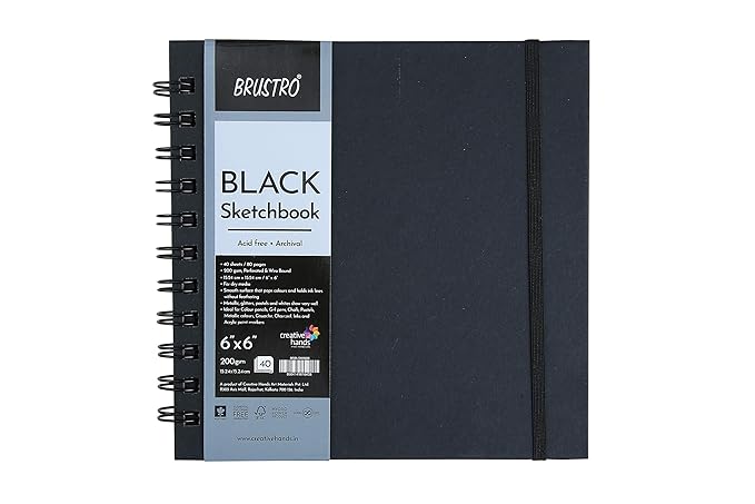 BRUSTRO BLACK SKETCH BOOK-6X6