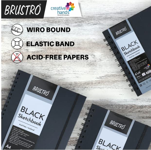 BRUSTRO BLACK SKETCH BOOK A4