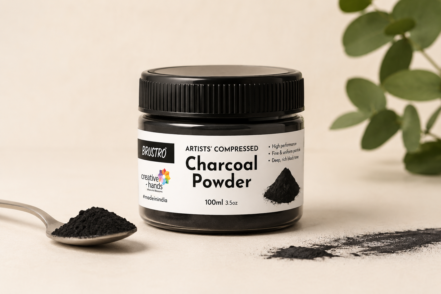 Brustro compressed charcoal powder 100ml for sketching shading and fine art