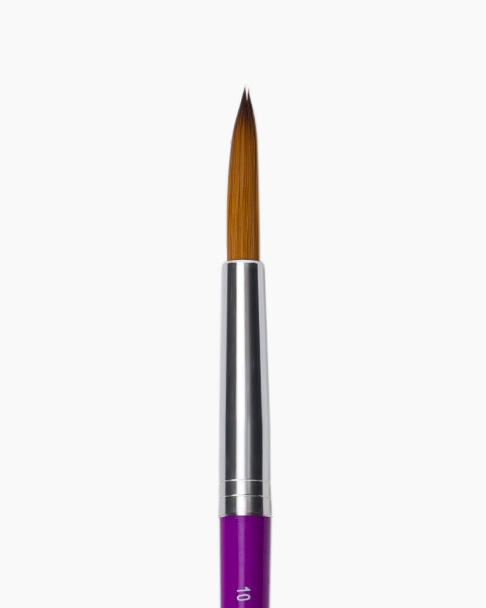 Close-up of Camel Champ Round Brush No. 10 fine pointed tip for precise lines and detailed work