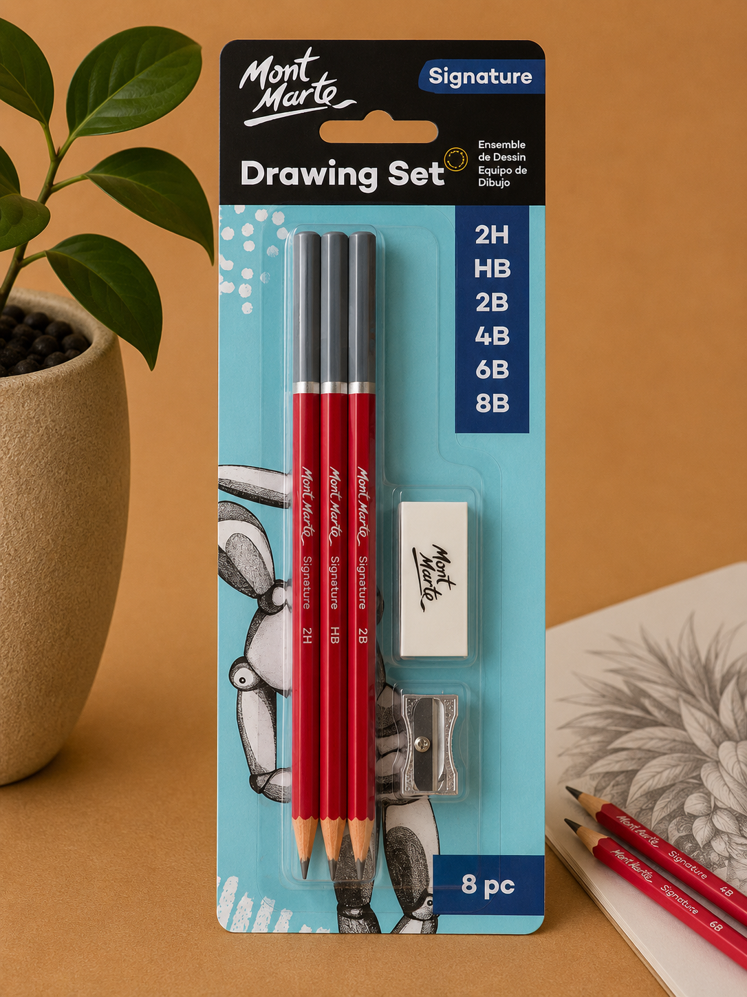 Mont Marte drawing set with 8 art tools for sketching and creative artwork