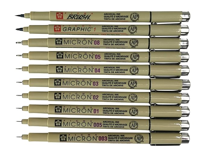 PIGMA MICRON BLACK PEN SET OF-10