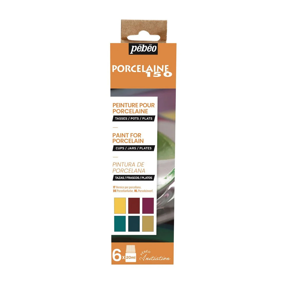 PEBEO PORCELAINE 150 CERAMIC PAINT - GLOSS COLOURS 6 X 20 ML - INITIATION SET 2
