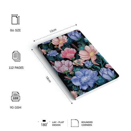 FLORAL FANTASY-Ruled Notebook(90 GSM112 PagesB6 Notebook)