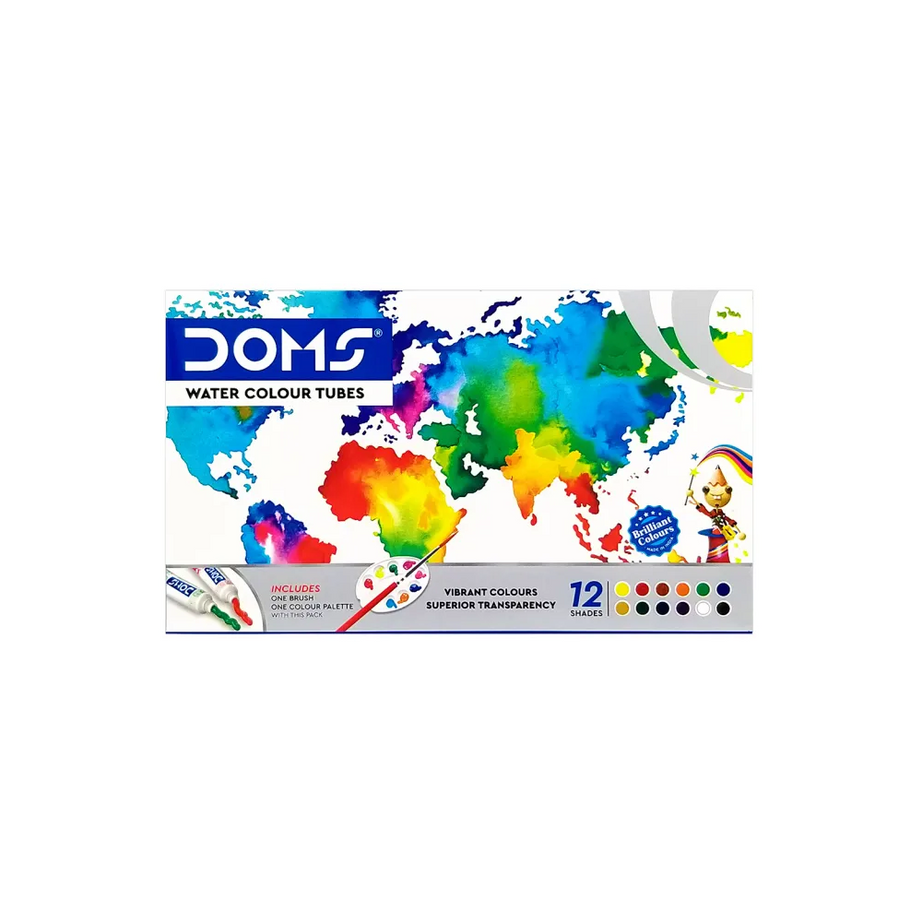 Doms Water Colour Tubes, 12 Shades