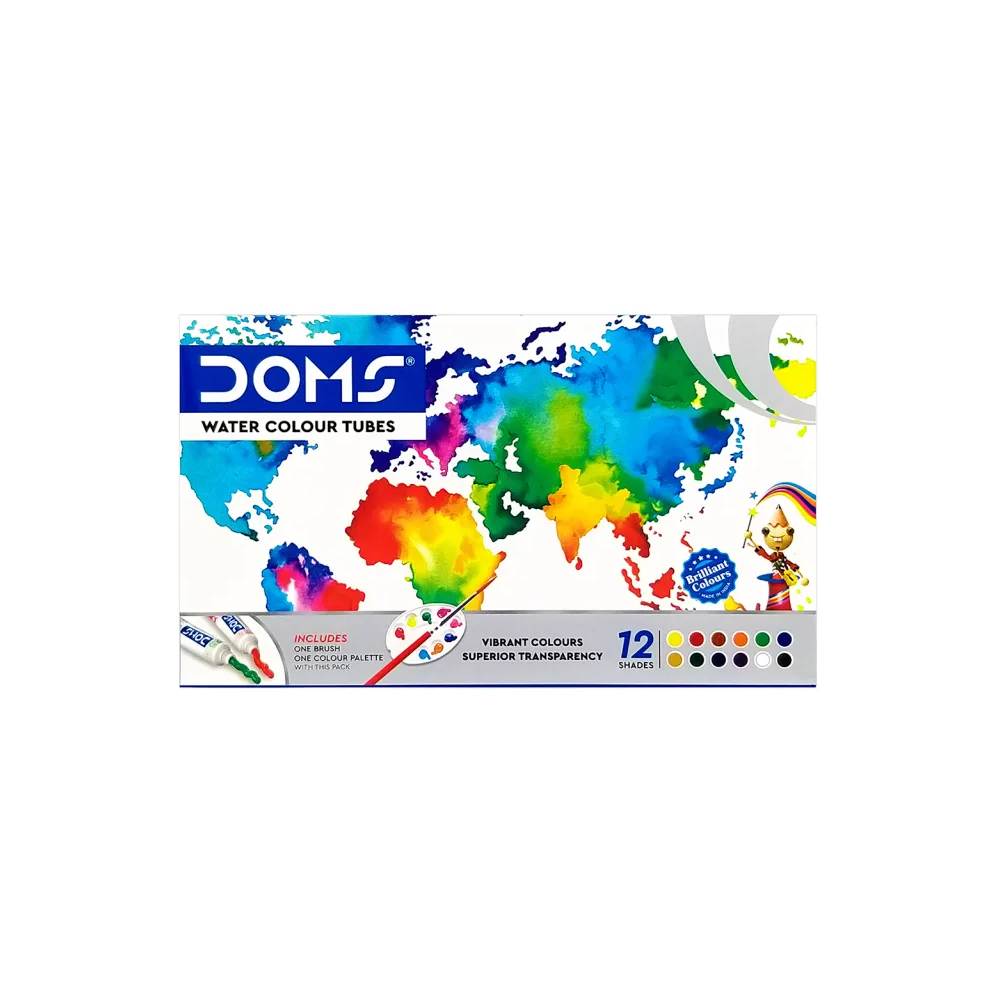 Doms Water Colour Tubes, 12 Shades