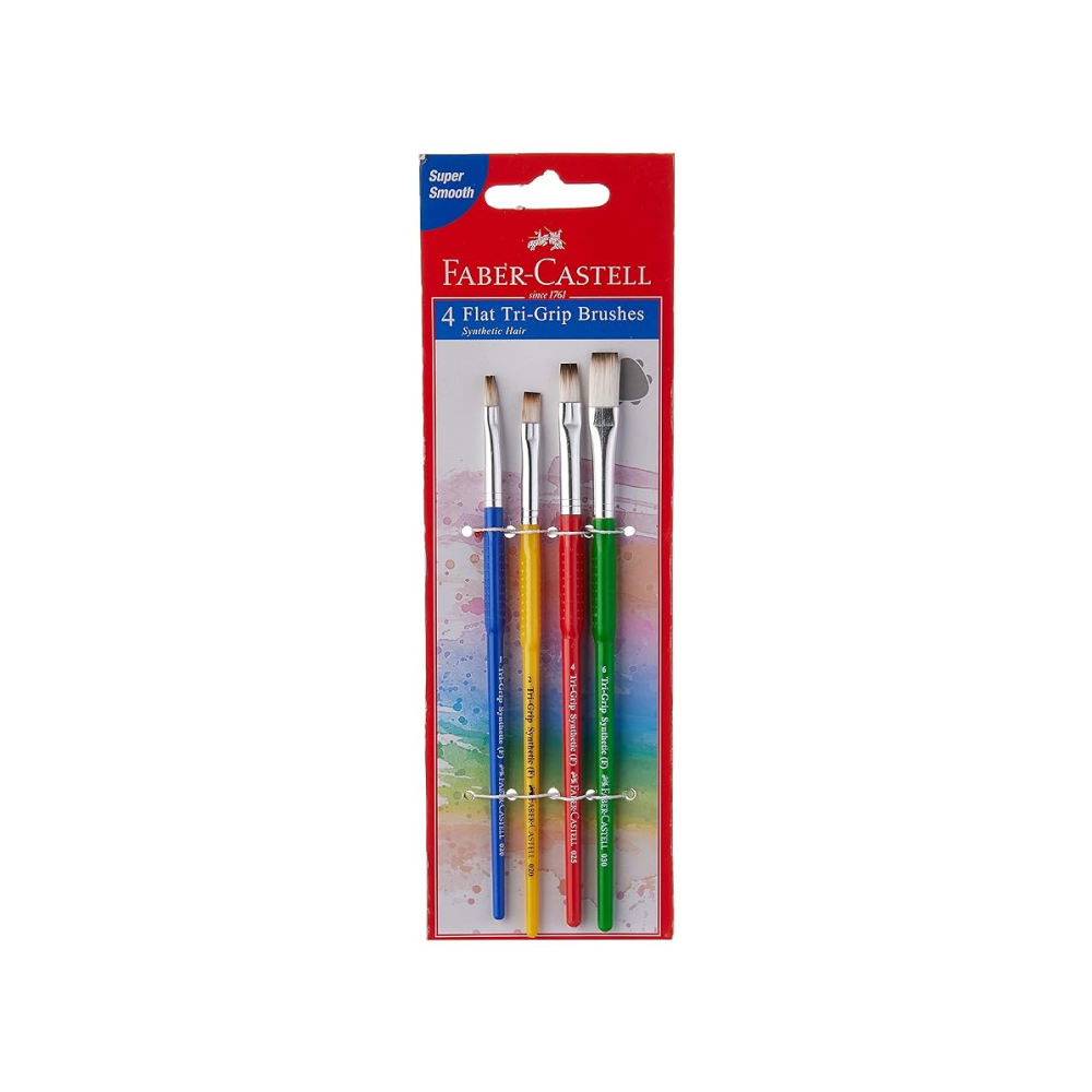 Faber Castell Tri Grip Brush - Flat, Assorted Pack Of 4