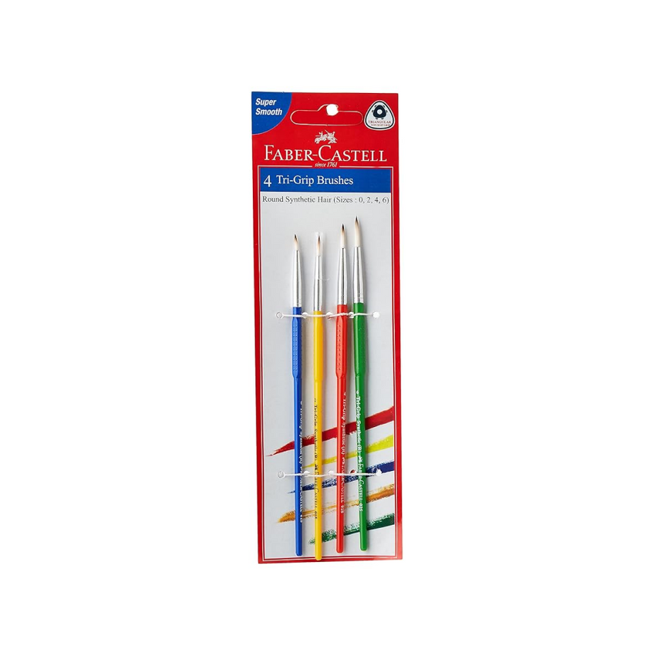 Faber Castell Tri Grip Brush - Round, Assorted Pack Of 4