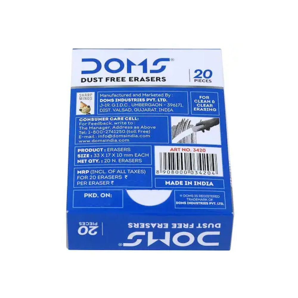 Doms Dust Free Erasers, Pack of 20