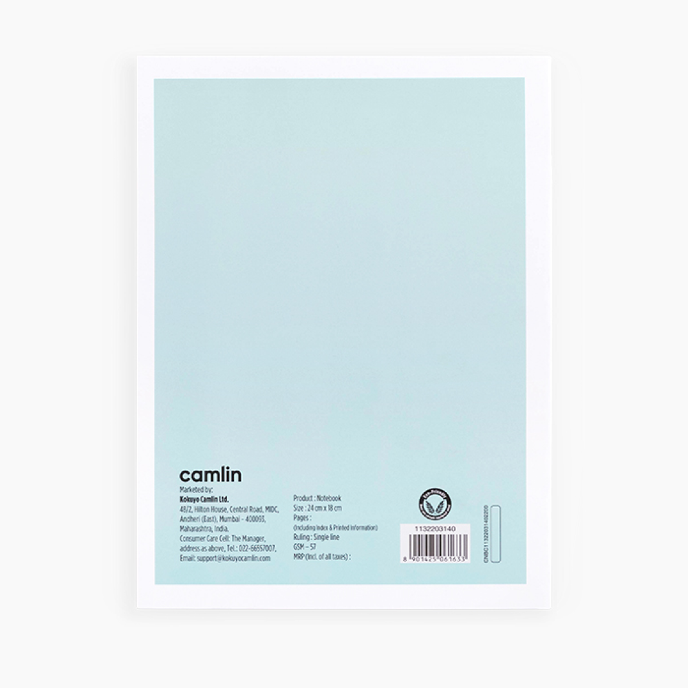 Camlin A5 Notebook - Single Line Ruling Pack of 6 notebooks, 164 pages with pin binding