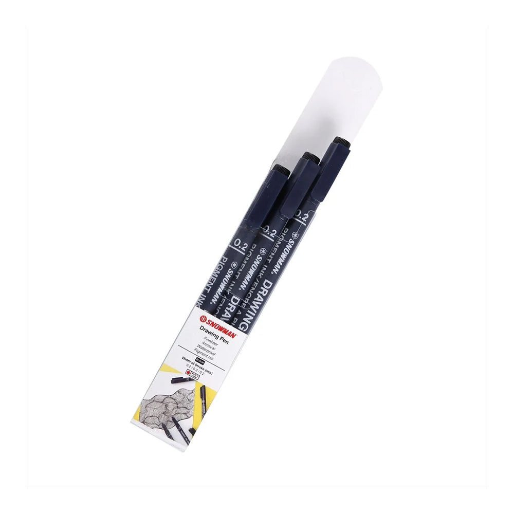 Snowman Drawing Pen Black Pack of 3