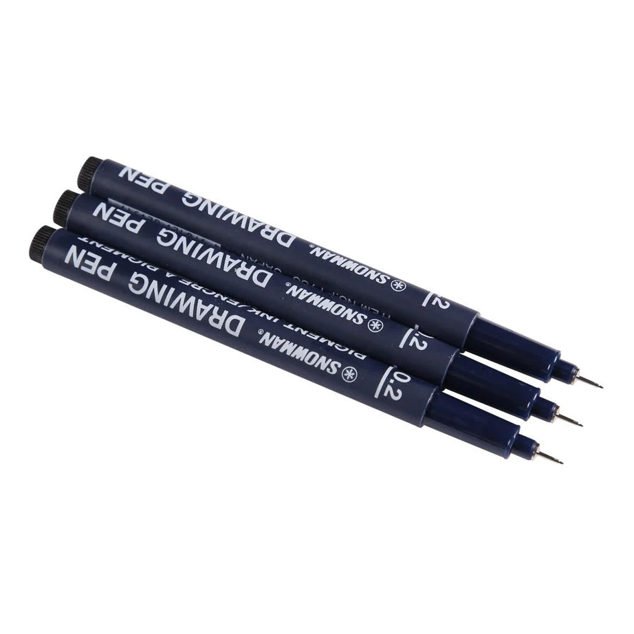 Snowman Drawing Pen Black Pack of 3