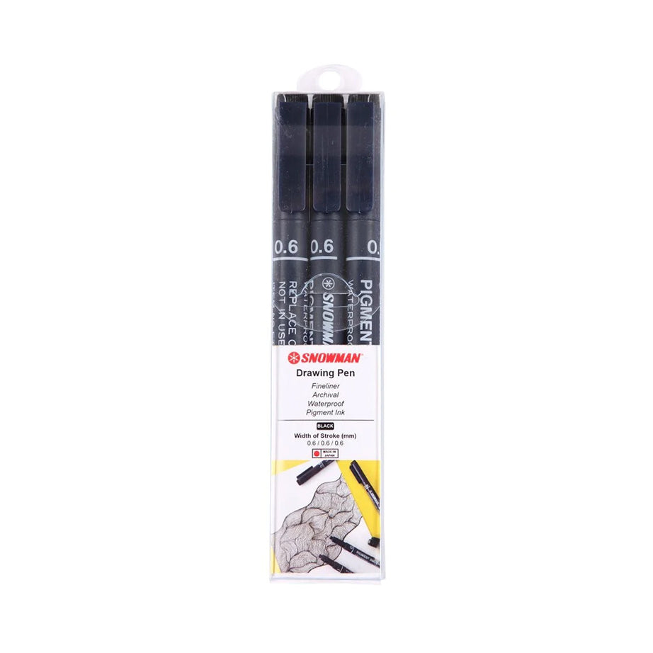 Snowman Drawing Pen Black Pack of 3