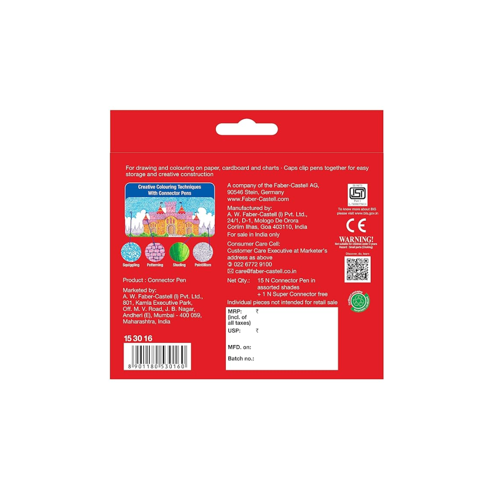 Faber Castell Connector Pen Set, Assorted Pack of 15