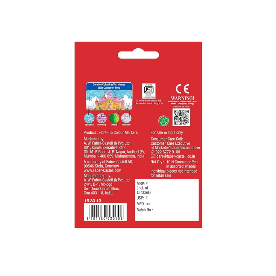 Faber Castell Connector Pen Set, Assorted Pack of 10