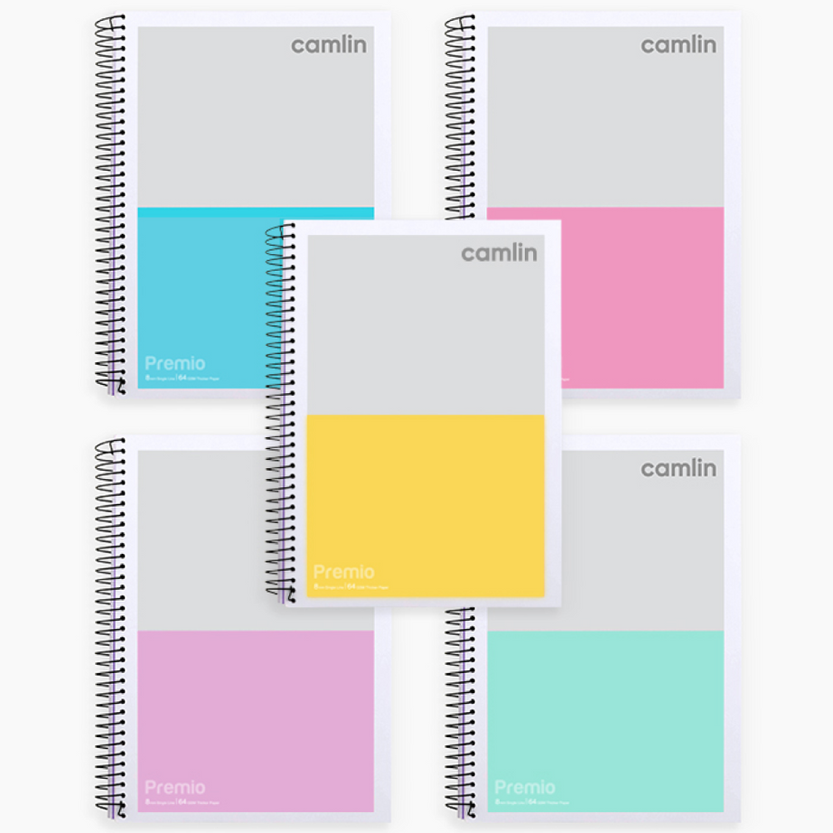 Camlin Premio A4 Notebook - Single Line Ruling Single notebook, 300 pages with spiral binding