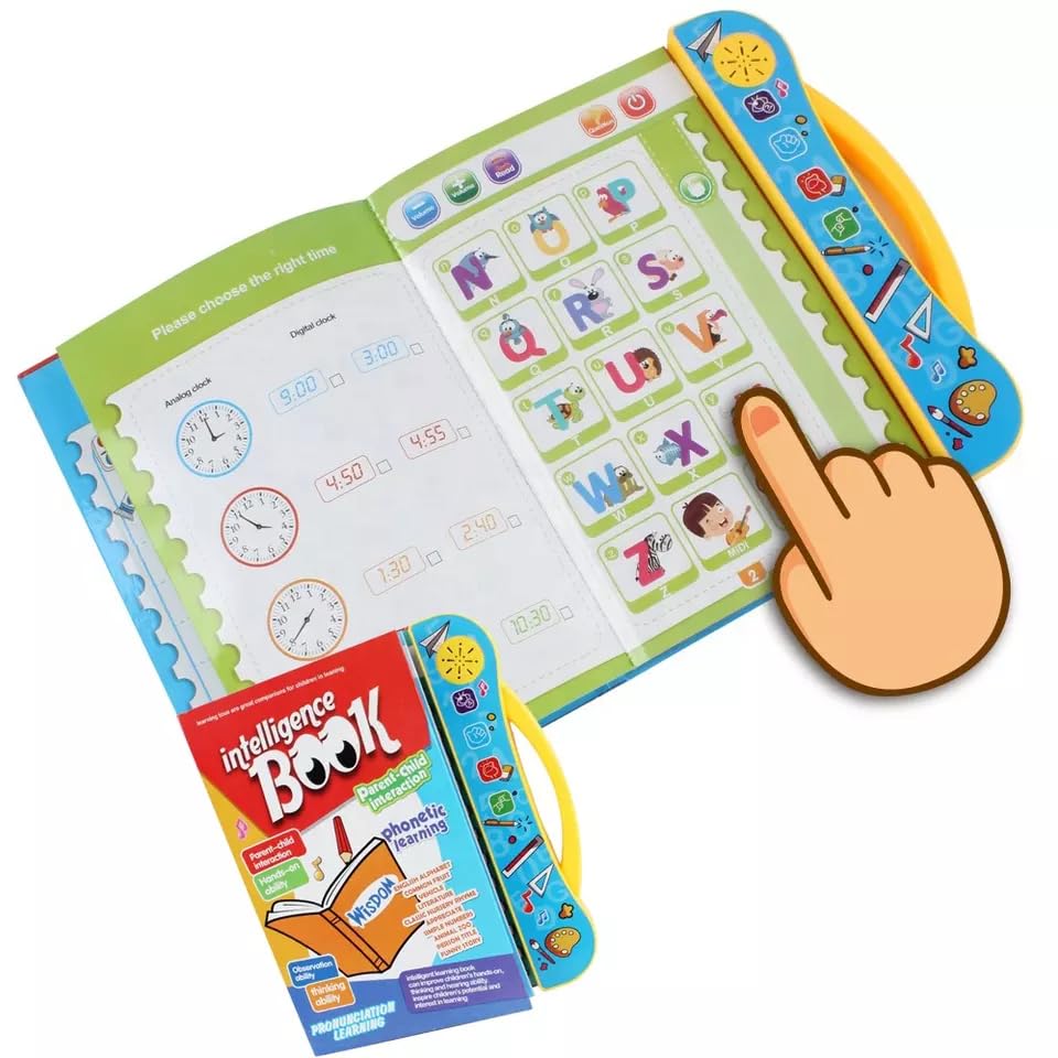 Intelligence Book | Interactive Book -Musical English Educational Phonetic Learning Book for 3 + Year Kids|Toddlers|Educational ABC and 123 E-Learning Kids Electronic Activity Notebook.