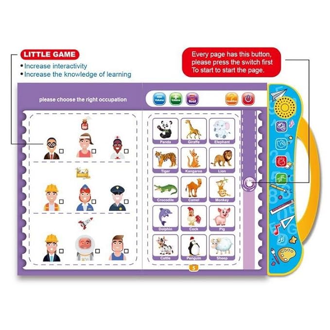 Intelligence Book | Interactive Book -Musical English Educational Phonetic Learning Book for 3 + Year Kids|Toddlers|Educational ABC and 123 E-Learning Kids Electronic Activity Notebook.