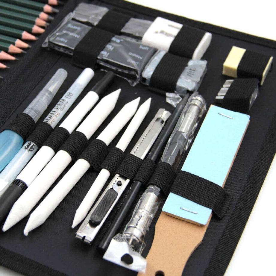 Artnery 75-Piece Sketch Kit | Graphite, Charcoal & Metallic Pencils
