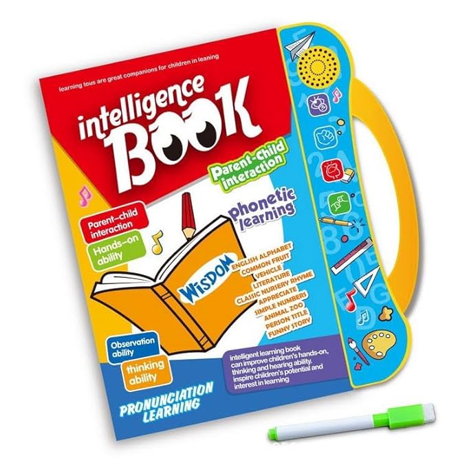 Intelligence Book | Interactive Book -Musical English Educational Phonetic Learning Book for 3 + Year Kids|Toddlers|Educational ABC and 123 E-Learning Kids Electronic Activity Notebook.