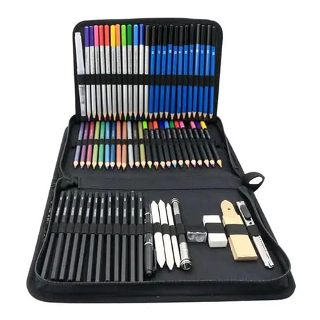 Artnery 75-Piece Sketch Kit | Graphite, Charcoal & Metallic Pencils