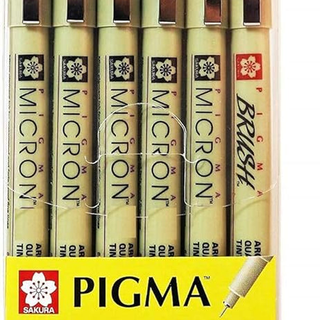 PIGMA MICRON BLACK PEN SET OF-6