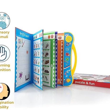 Intelligence Book | Interactive Book -Musical English Educational Phonetic Learning Book for 3 + Year Kids|Toddlers|Educational ABC and 123 E-Learning Kids Electronic Activity Notebook.