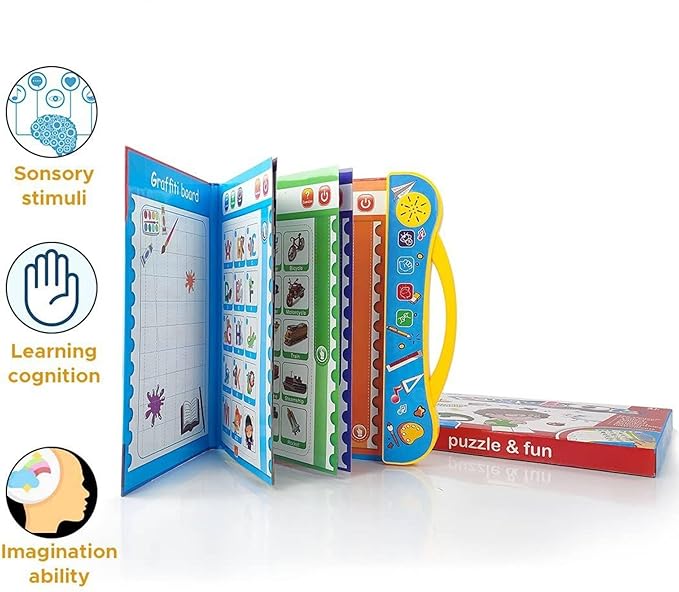 Intelligence Book | Interactive Book -Musical English Educational Phonetic Learning Book for 3 + Year Kids|Toddlers|Educational ABC and 123 E-Learning Kids Electronic Activity Notebook.