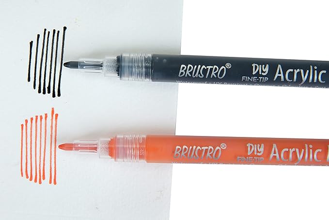 Brustro Acrylic DIY Fine Tip Marker Set of 24 | Multi-Surface Paint Markers for Art & Craft