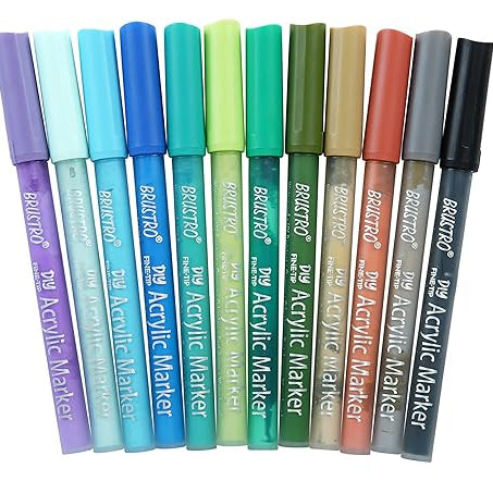 Brustro Acrylic DIY Fine Tip Marker Set of 24 | Multi-Surface Paint Markers for Art & Craft