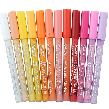 Brustro Acrylic DIY Fine Tip Marker Set of 24 | Multi-Surface Paint Markers for Art & Craft