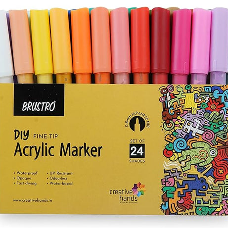 BRUSTRO ACRYLIC DIY FINE TIP MARKER SET OF-24