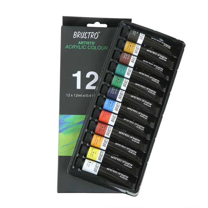 BRUSTRO ARTIST ACRYLIC COLOUR-12SHADES SET