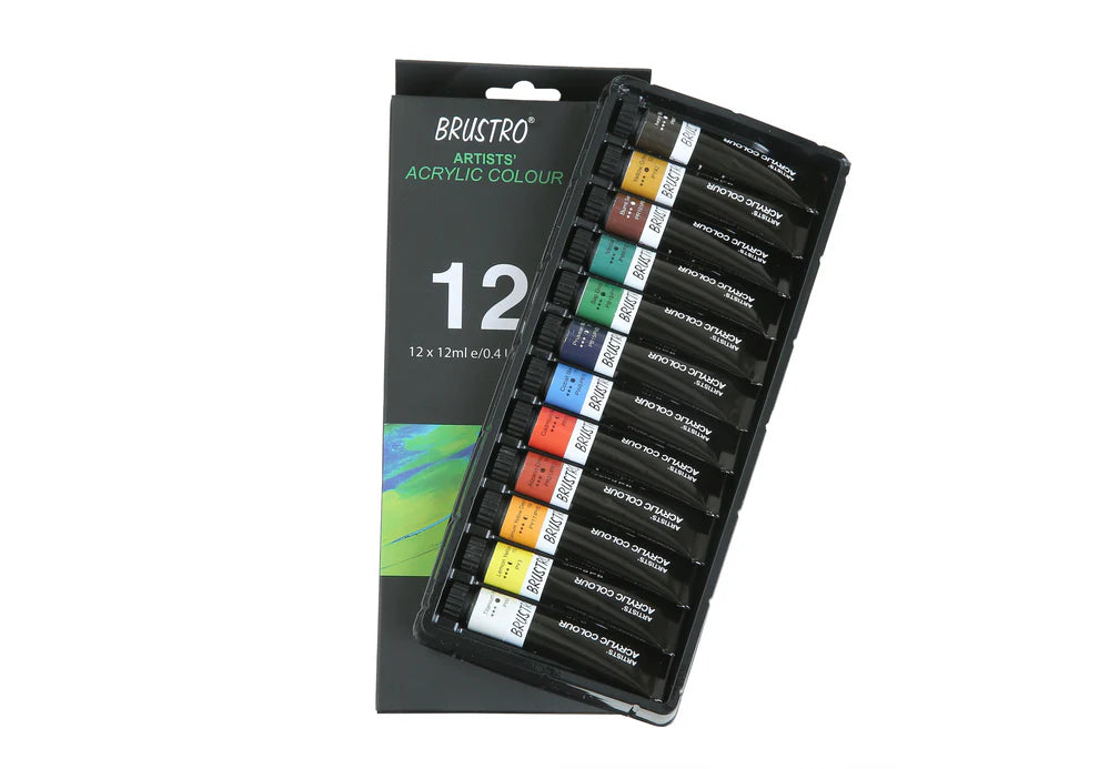 BRUSTRO ARTIST ACRYLIC COLOUR-12SHADES SET