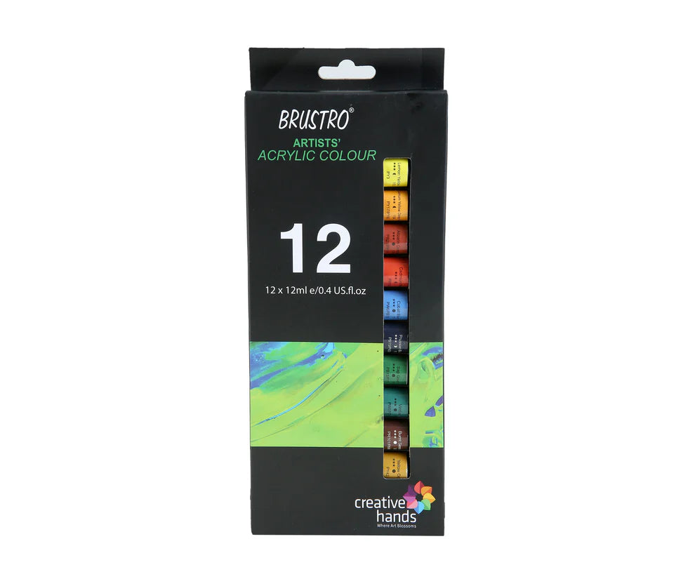 BRUSTRO ARTIST ACRYLIC COLOUR-12SHADES SET