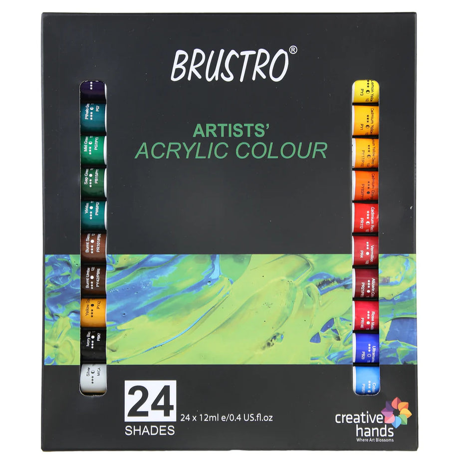 BRUSTRO ARTIST ACRYLIC COLOUR-24SHADES SET