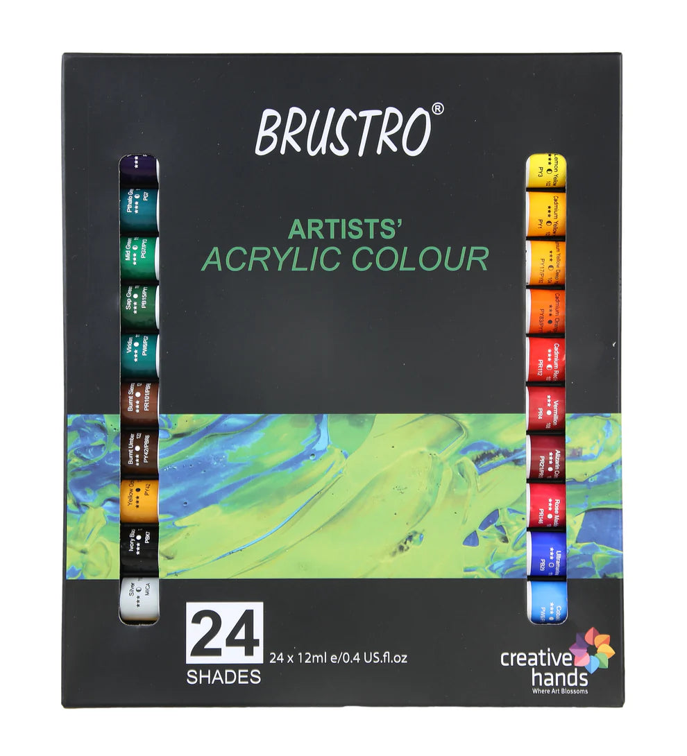 BRUSTRO ARTIST ACRYLIC COLOUR-24SHADES SET