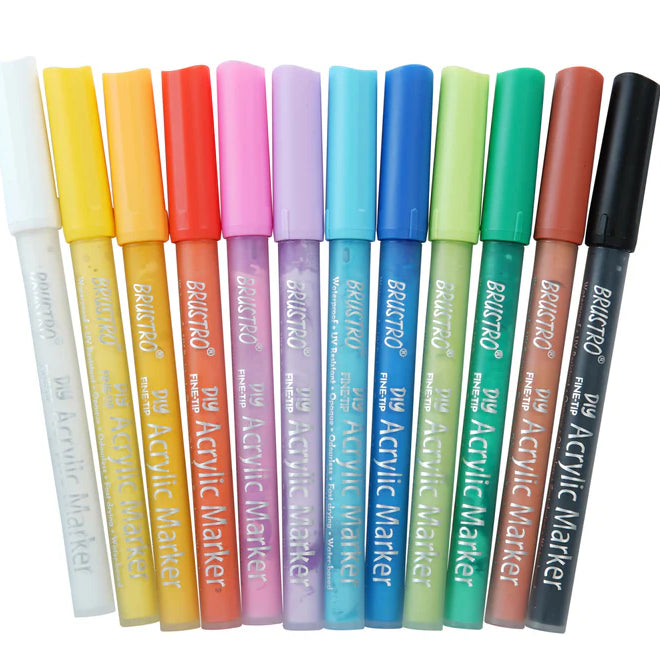 Brustro DIY Acrylic Marker Set of 24 | Multi-Surface Paint Markers for Art & Craft