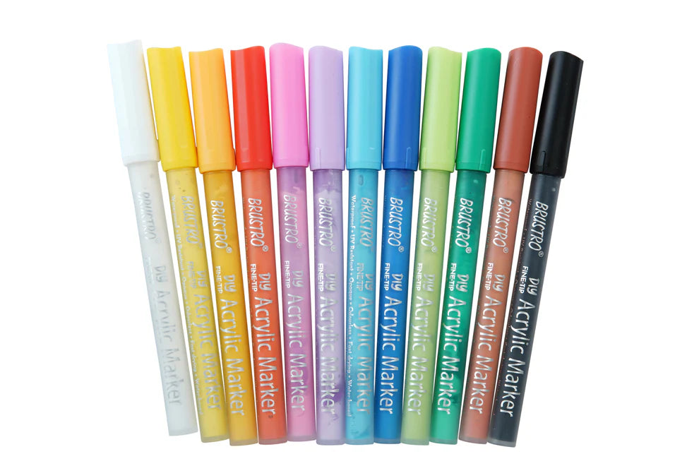 Brustro DIY Acrylic Marker Set of 24 | Multi-Surface Paint Markers for Art & Craft