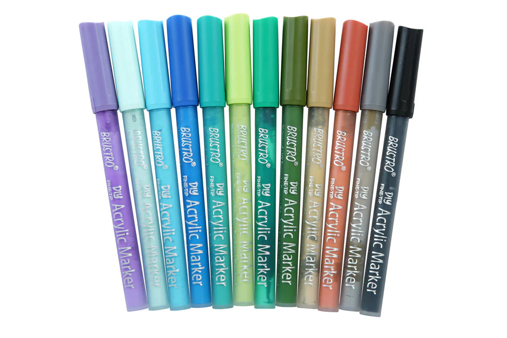 Brustro DIY Acrylic Marker Set of 24 | Multi-Surface Paint Markers for Art & Craft