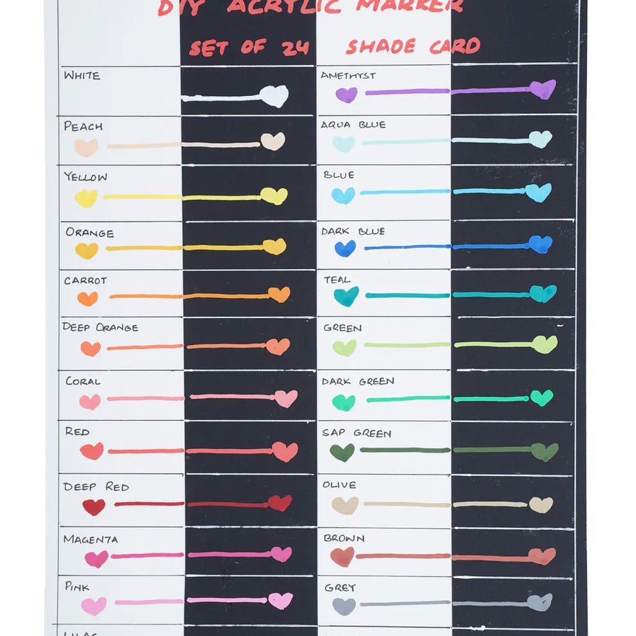 Brustro DIY Acrylic Marker Set of 24 | Multi-Surface Paint Markers for Art & Craft