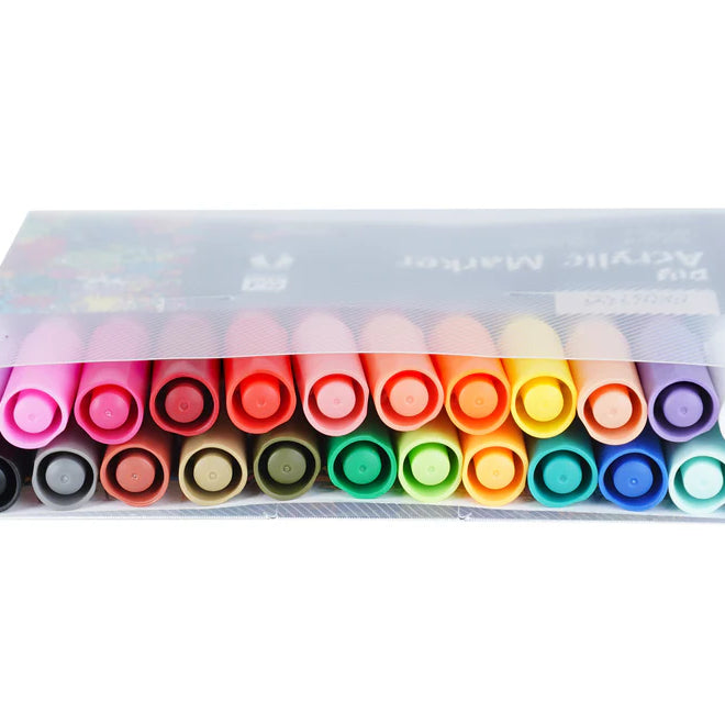 Brustro DIY Acrylic Marker Set of 24 | Multi-Surface Paint Markers for Art & Craft