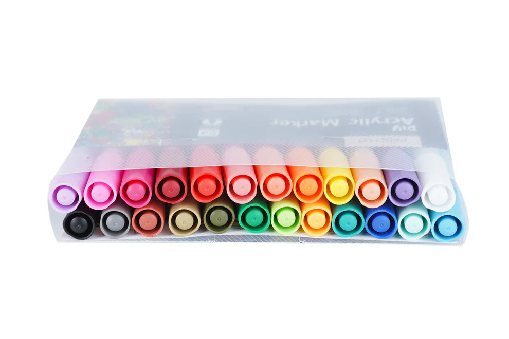 Brustro DIY Acrylic Marker Set of 24 | Multi-Surface Paint Markers for Art & Craft