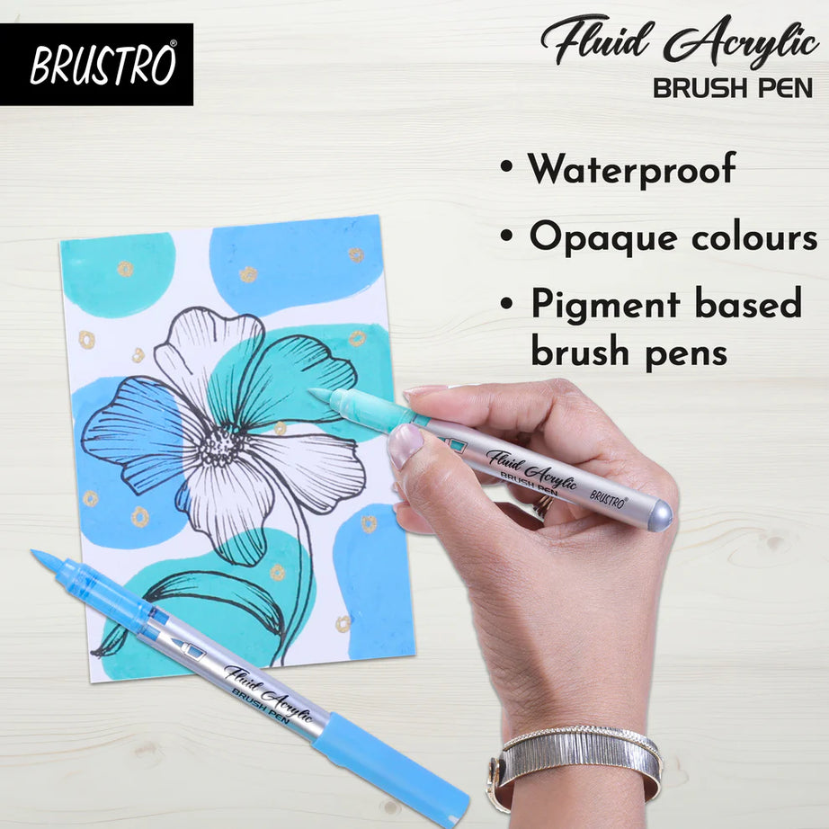 BRUSTRO FLUID ACRYLIC BRUSH PEN SET OF 14