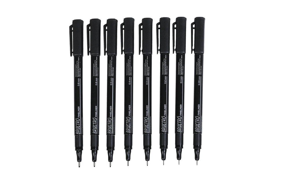 BRUSTRO PROFESSIONAL FINELINERS-SET OF 8