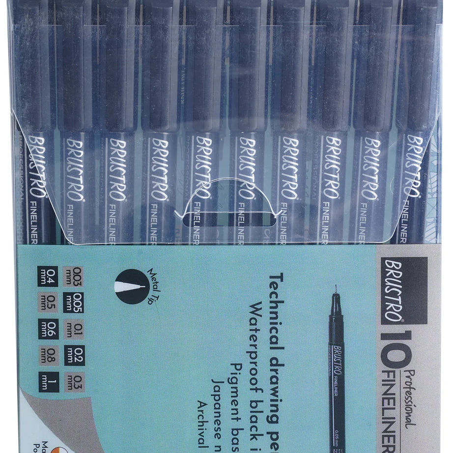 BRUSTRO PROFESSIONAL FINELINERS-SET OF 10