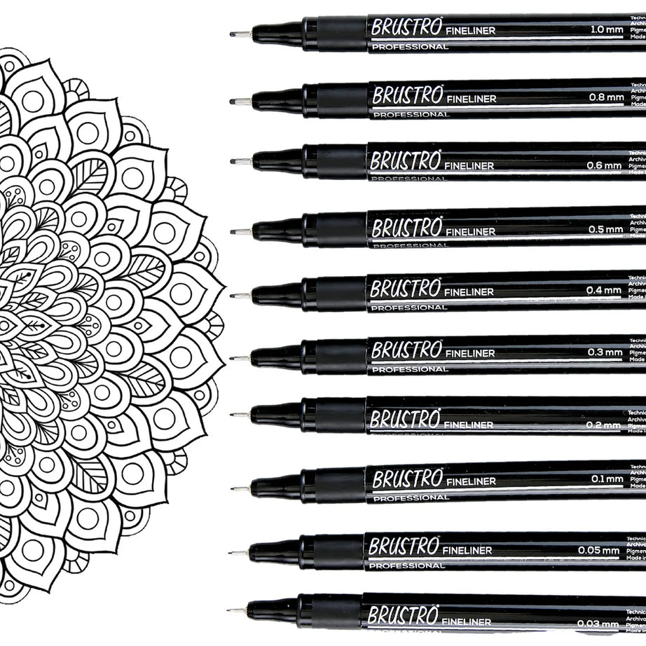 BRUSTRO PROFESSIONAL FINELINERS-SET OF 10