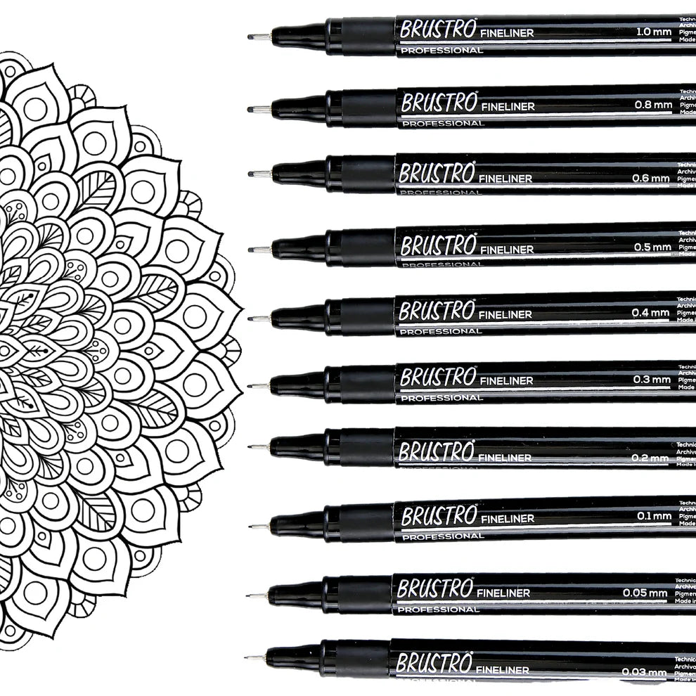 BRUSTRO PROFESSIONAL FINELINERS-SET OF 10